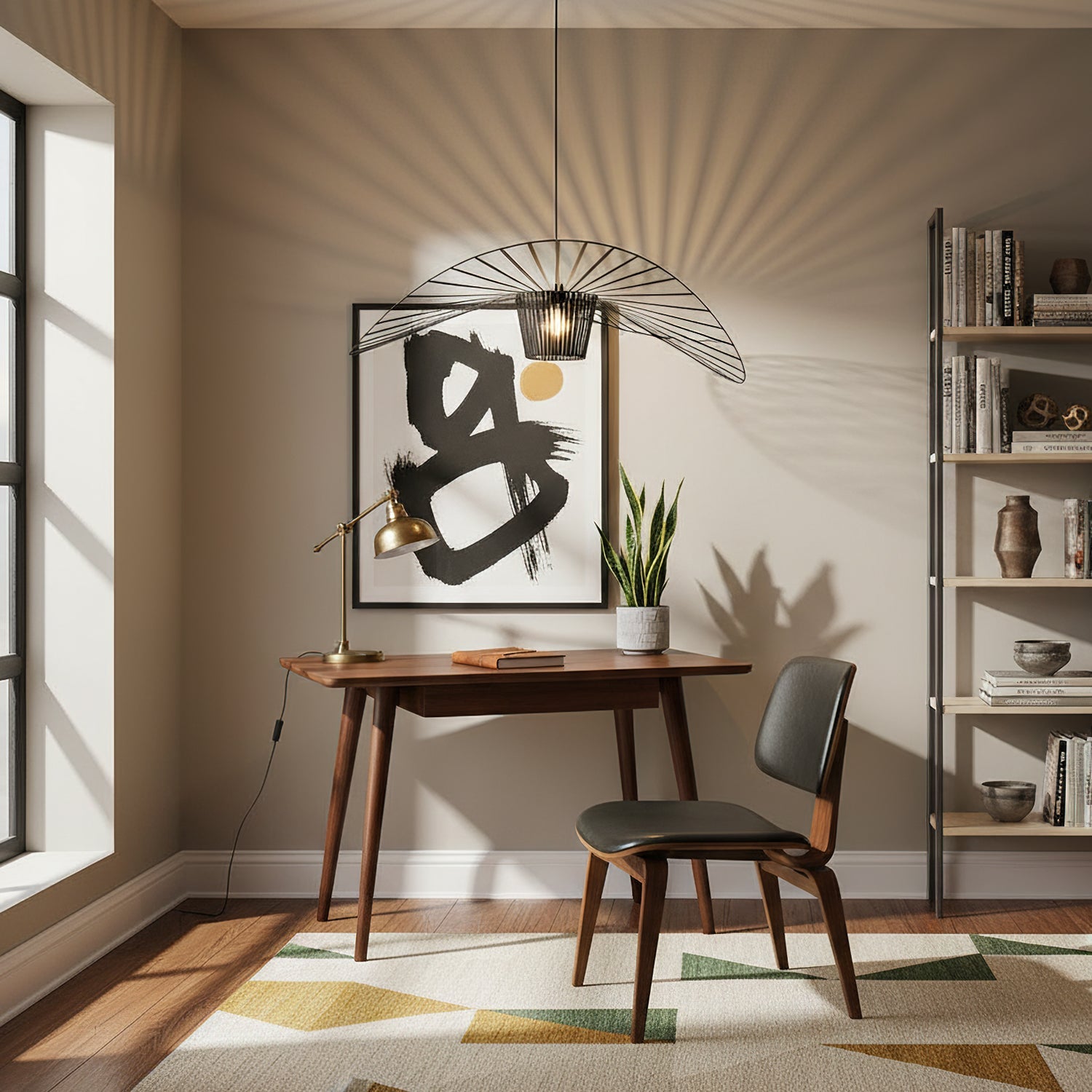 Vertigo Large Sculptural Pendant Light in Fiberglass and Metal