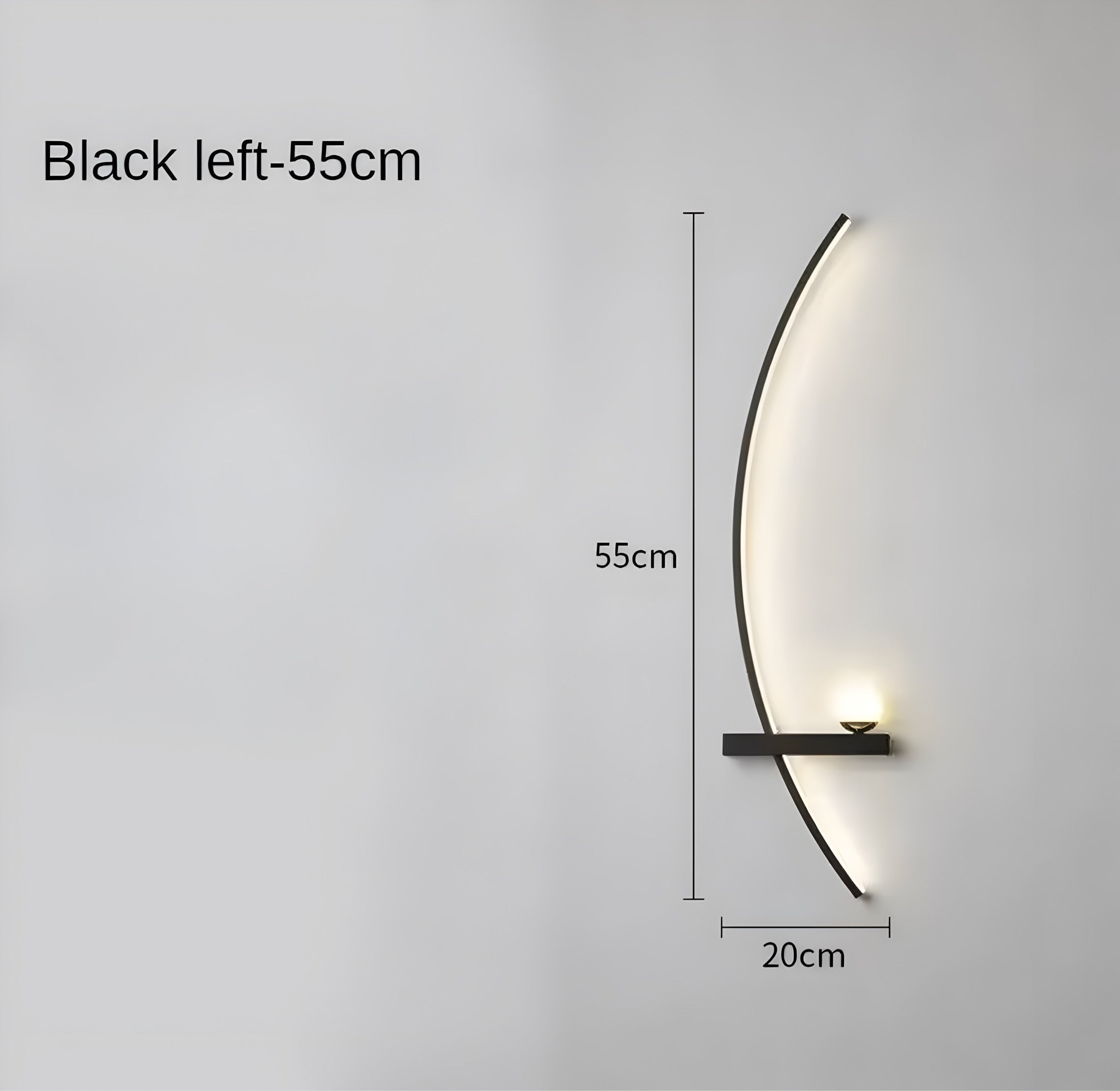 Modern Curved LED Wall Sconce – Left / Right Bedside Light (55cm / 85cm)