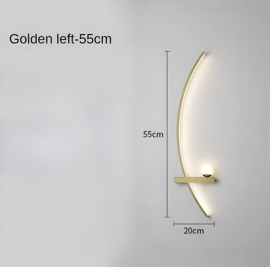 Modern Curved LED Wall Sconce – Left / Right Bedside Light (55cm / 85cm)