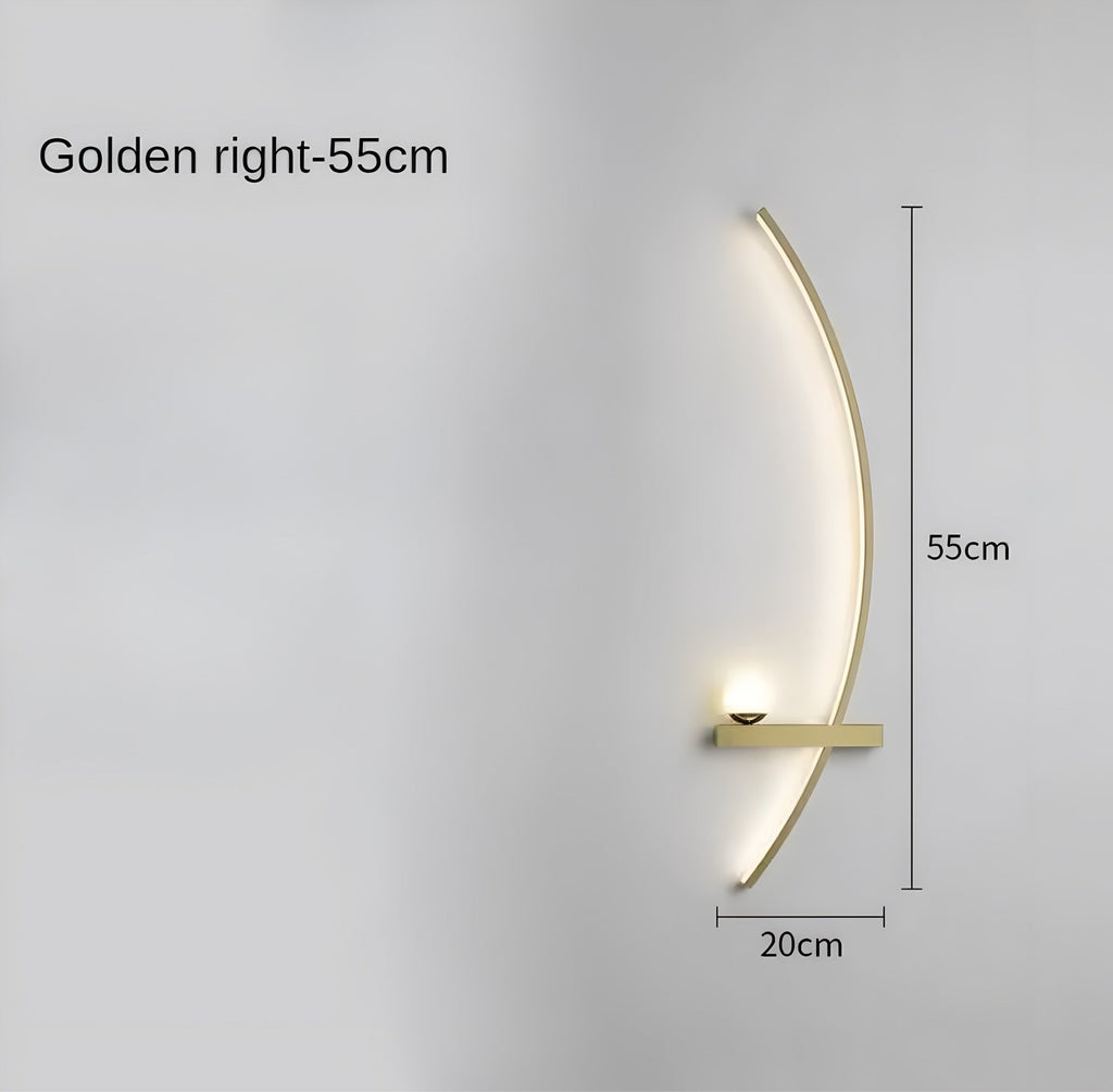 Modern Curved LED Wall Sconce – Left / Right Bedside Light (55cm / 85cm)