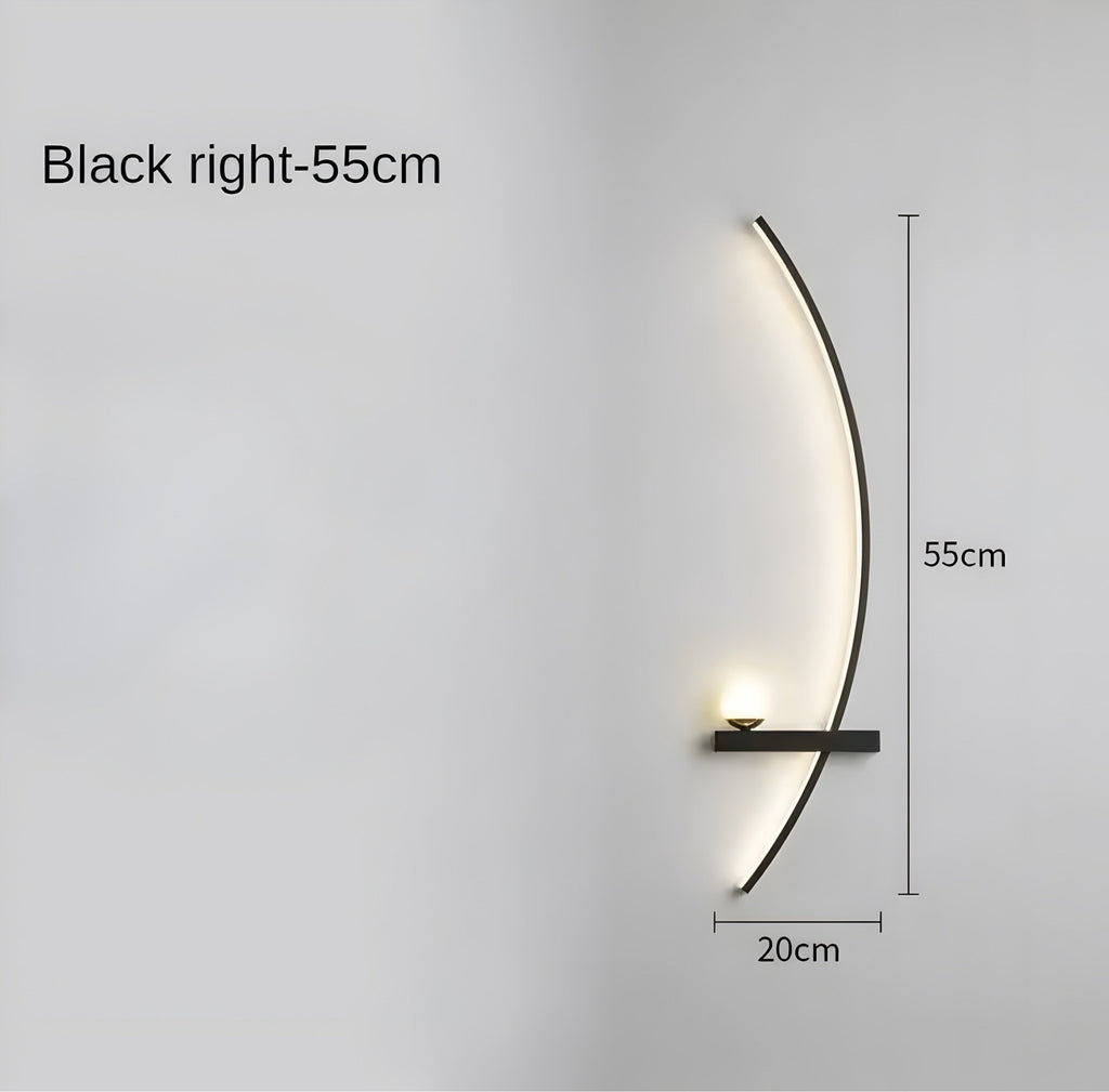 Modern Curved LED Wall Sconce – Left / Right Bedside Light (55cm / 85cm)