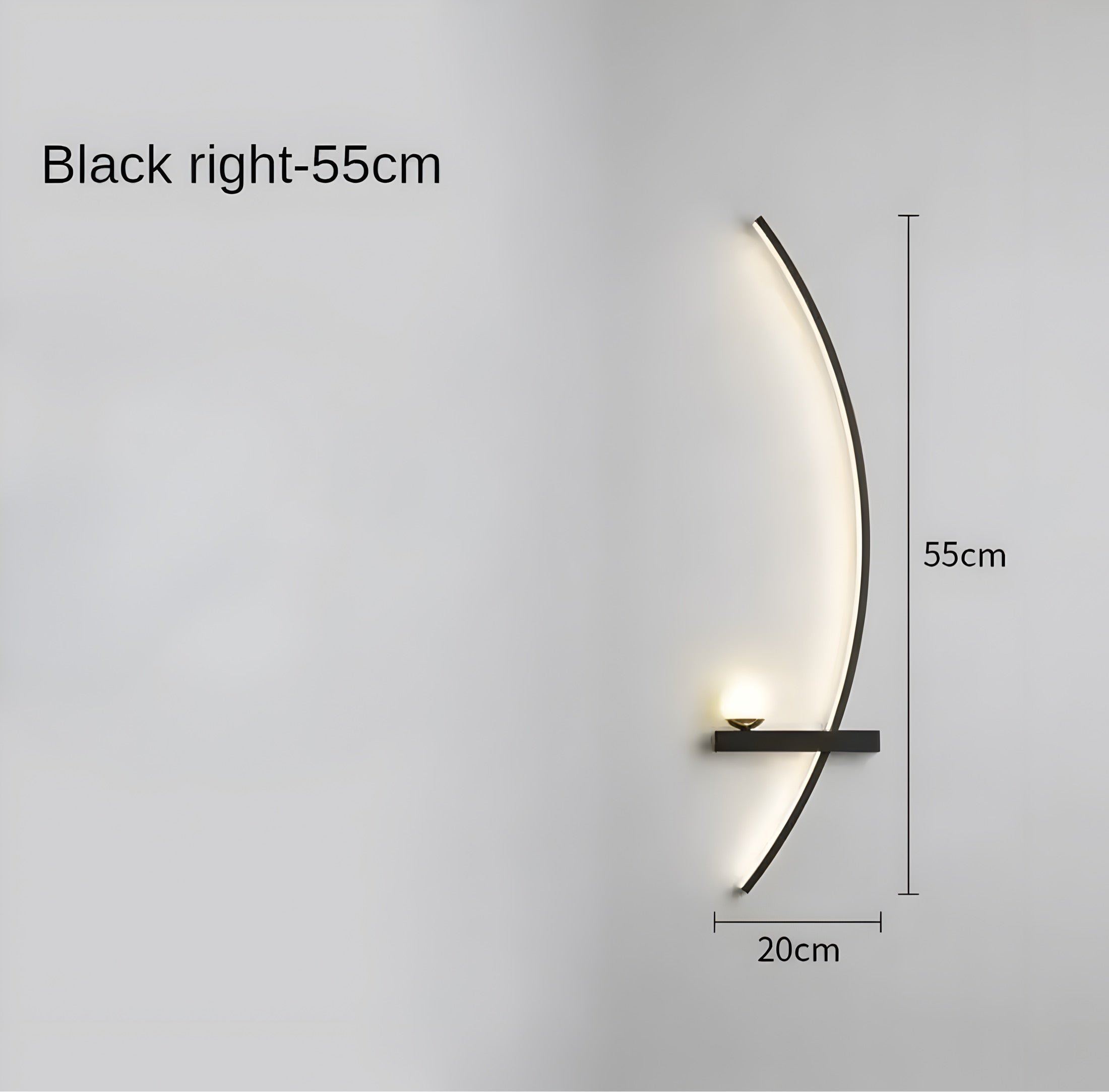 Modern Curved LED Wall Sconce – Left / Right Bedside Light (55cm / 85cm)