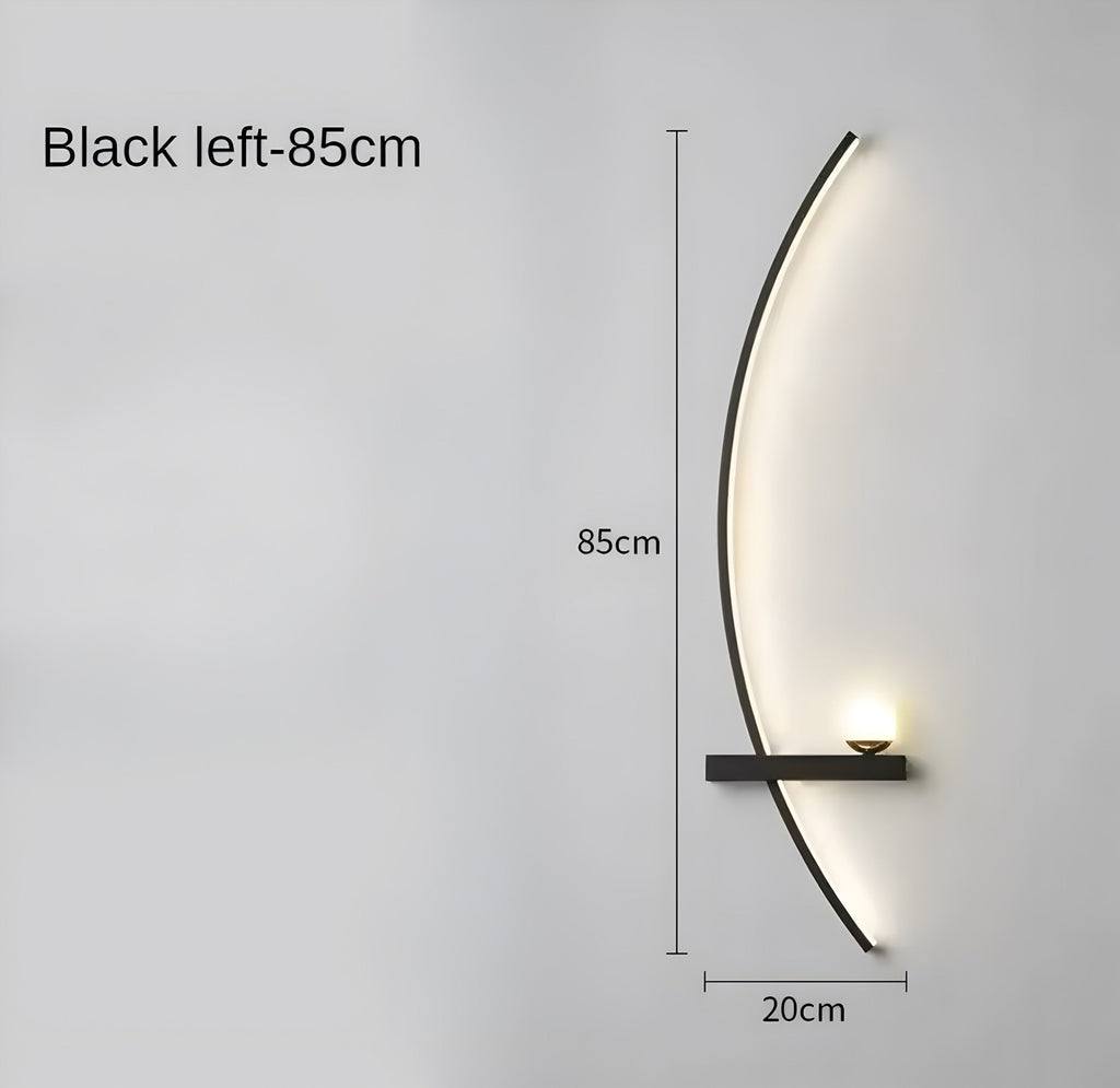 Modern Curved LED Wall Sconce – Left / Right Bedside Light (55cm / 85cm)