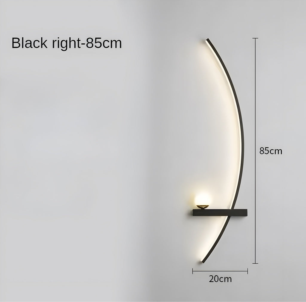 Modern Curved LED Wall Sconce – Left / Right Bedside Light (55cm / 85cm)