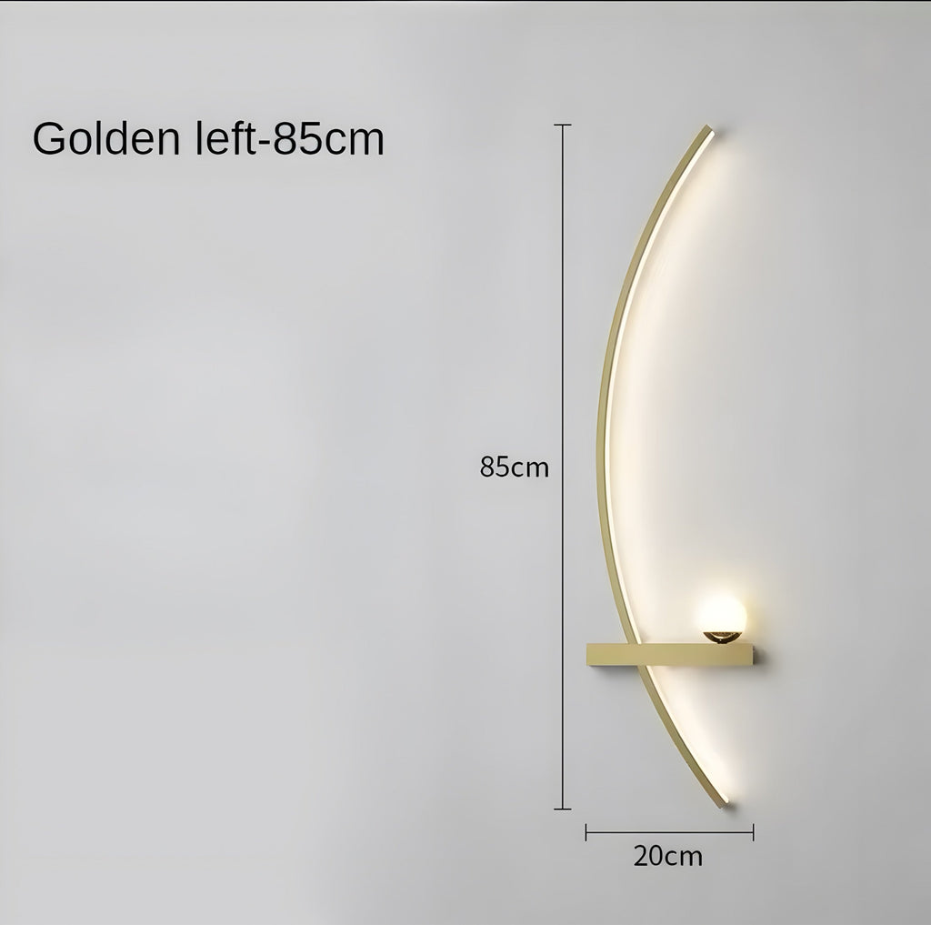 Modern Curved LED Wall Sconce – Left / Right Bedside Light (55cm / 85cm)