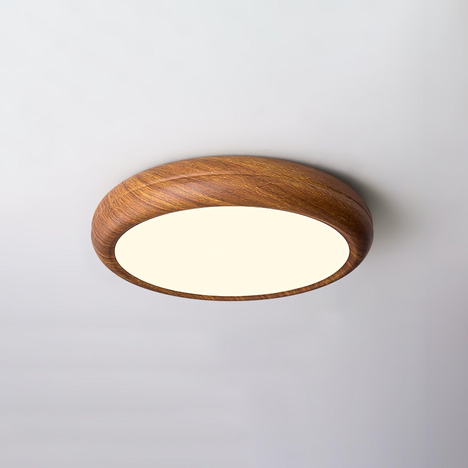 Wood Grain Round LED Flush Mount Ceiling Light – Modern Nordic Surface Light