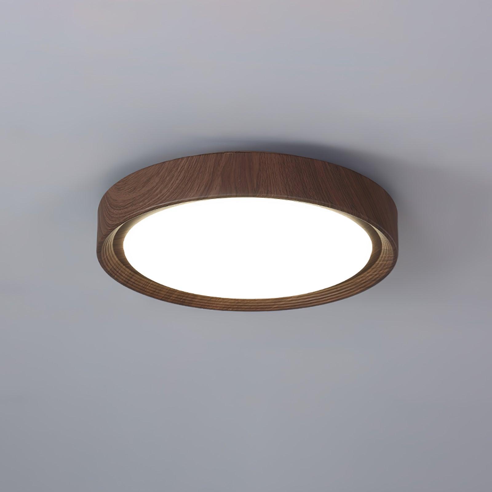 Wood Grain Round LED Flush Mount Ceiling Light – Modern Nordic Surface Light
