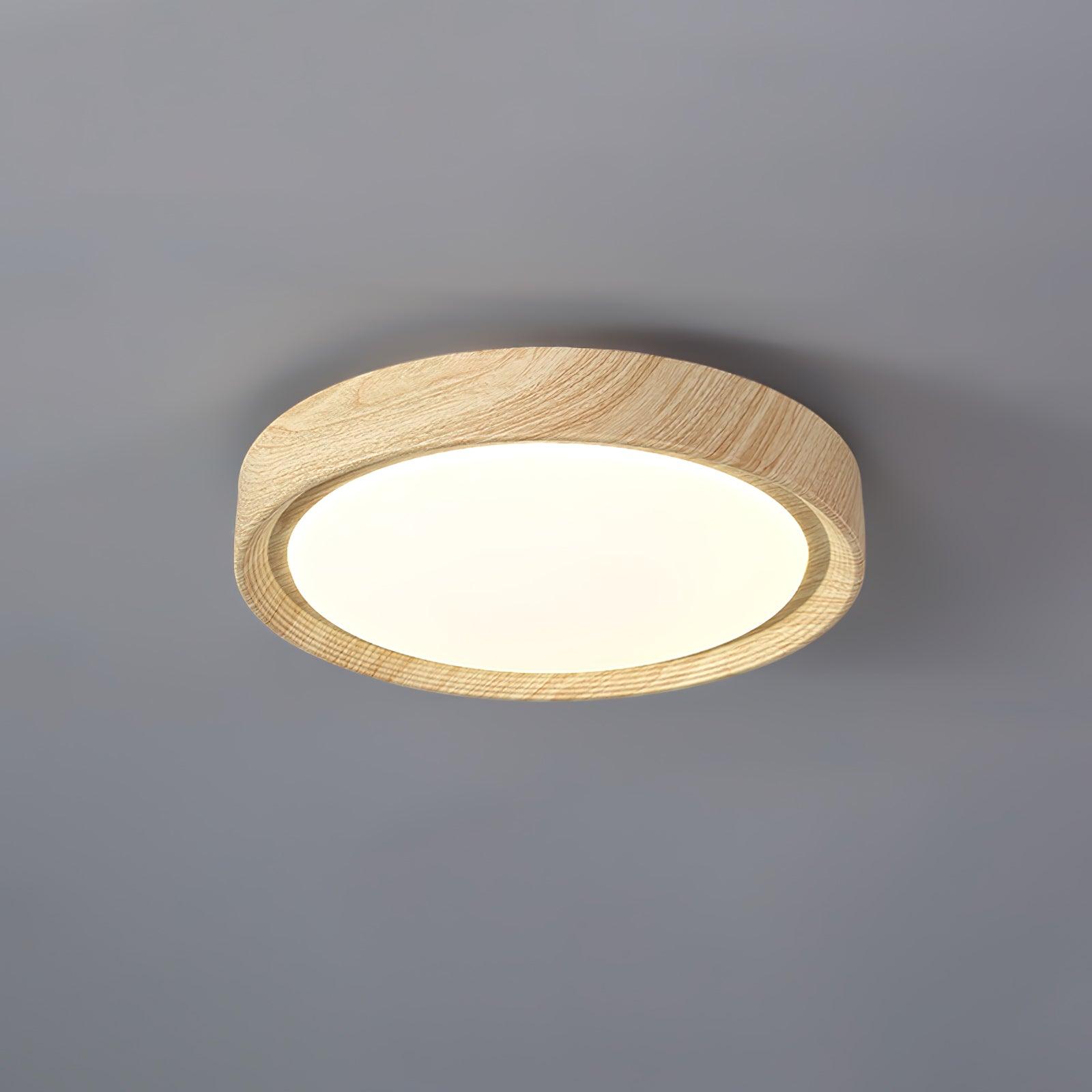 Wood Grain Round LED Flush Mount Ceiling Light – Modern Nordic Surface Light