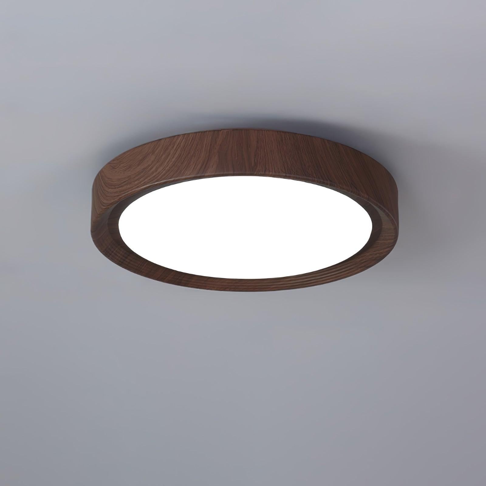 Wood Grain Round LED Flush Mount Ceiling Light – Modern Nordic Surface Light