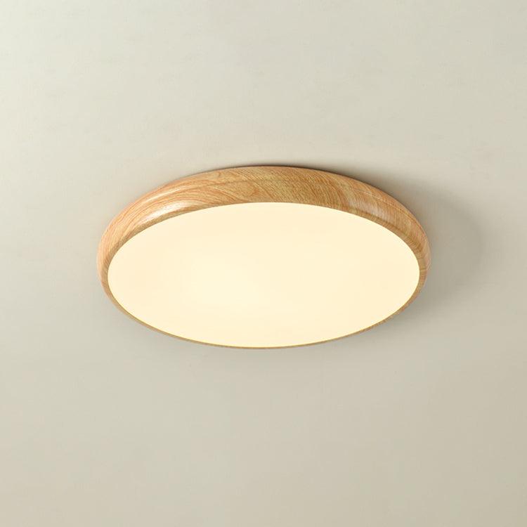 Wood Grain Round LED Flush Mount Ceiling Light – Modern Nordic Surface Light