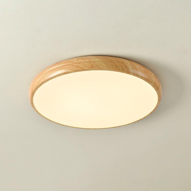 Wood Grain Round LED Flush Mount Ceiling Light – Modern Nordic Surface Light
