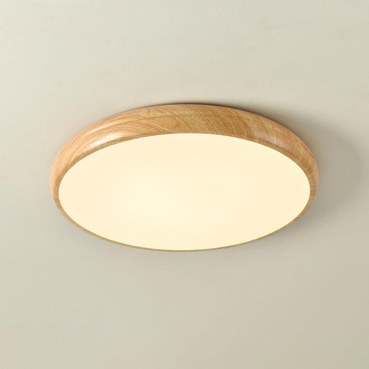 Wood Grain Round LED Flush Mount Ceiling Light – Modern Nordic Surface Light