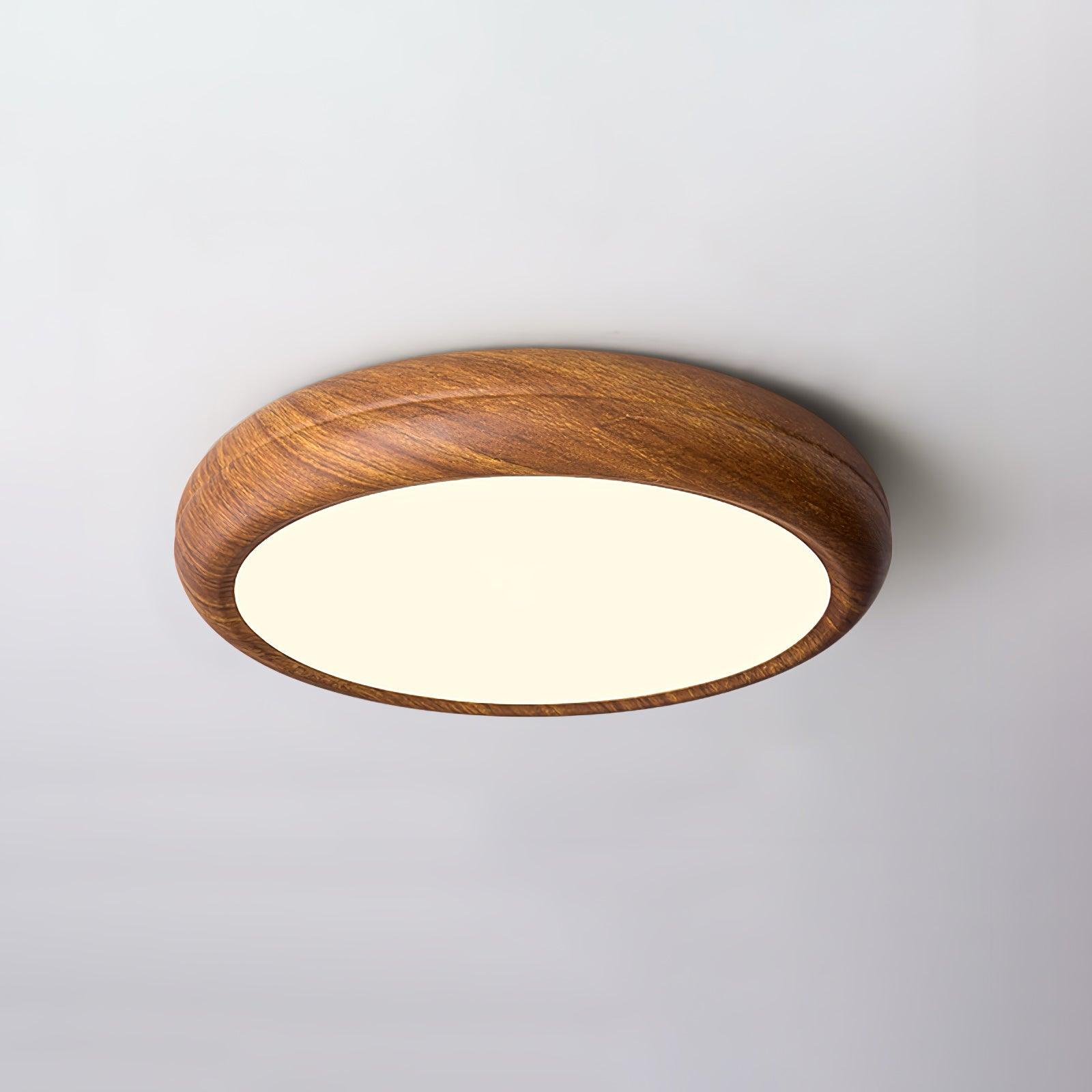 Wood Grain Round LED Flush Mount Ceiling Light – Modern Nordic Surface Light