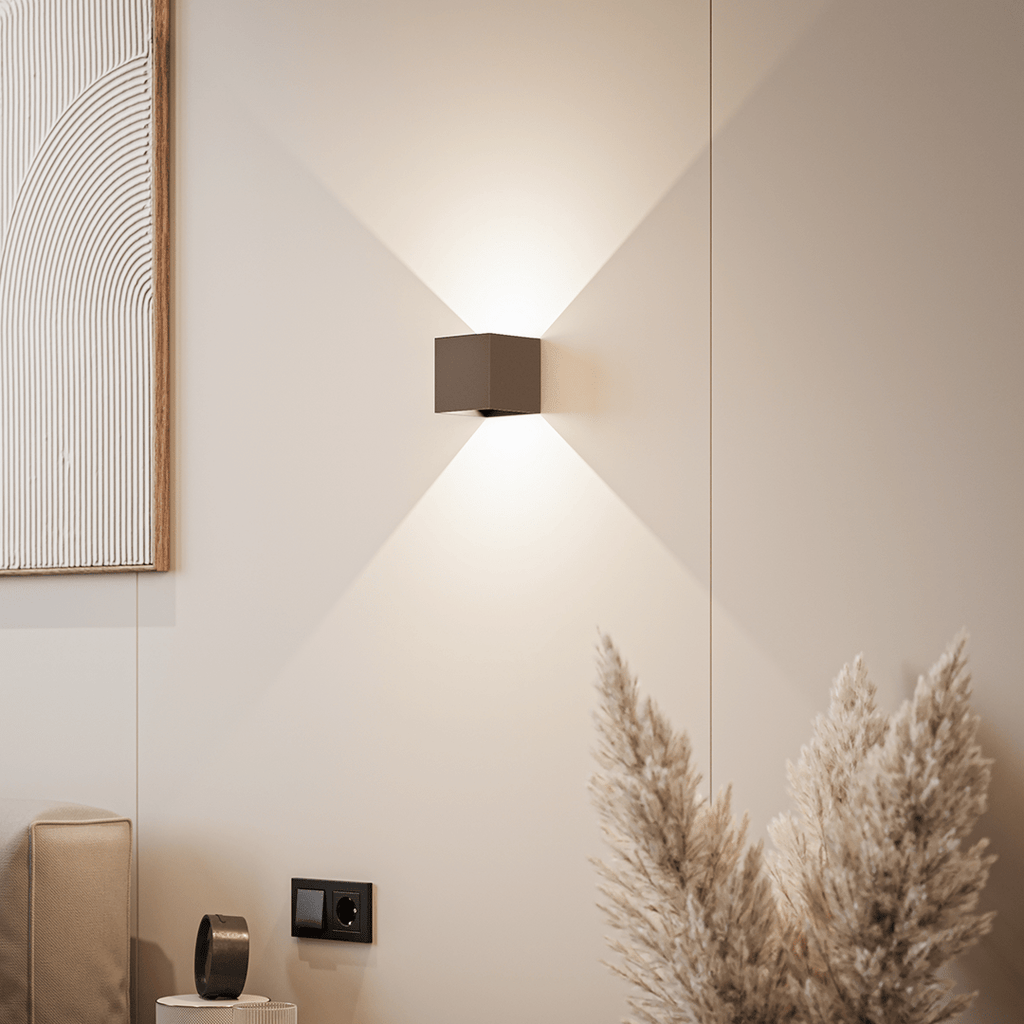 Modern Up & Down LED Wall Light – Minimalist Square Indoor Sconce in Black Finish