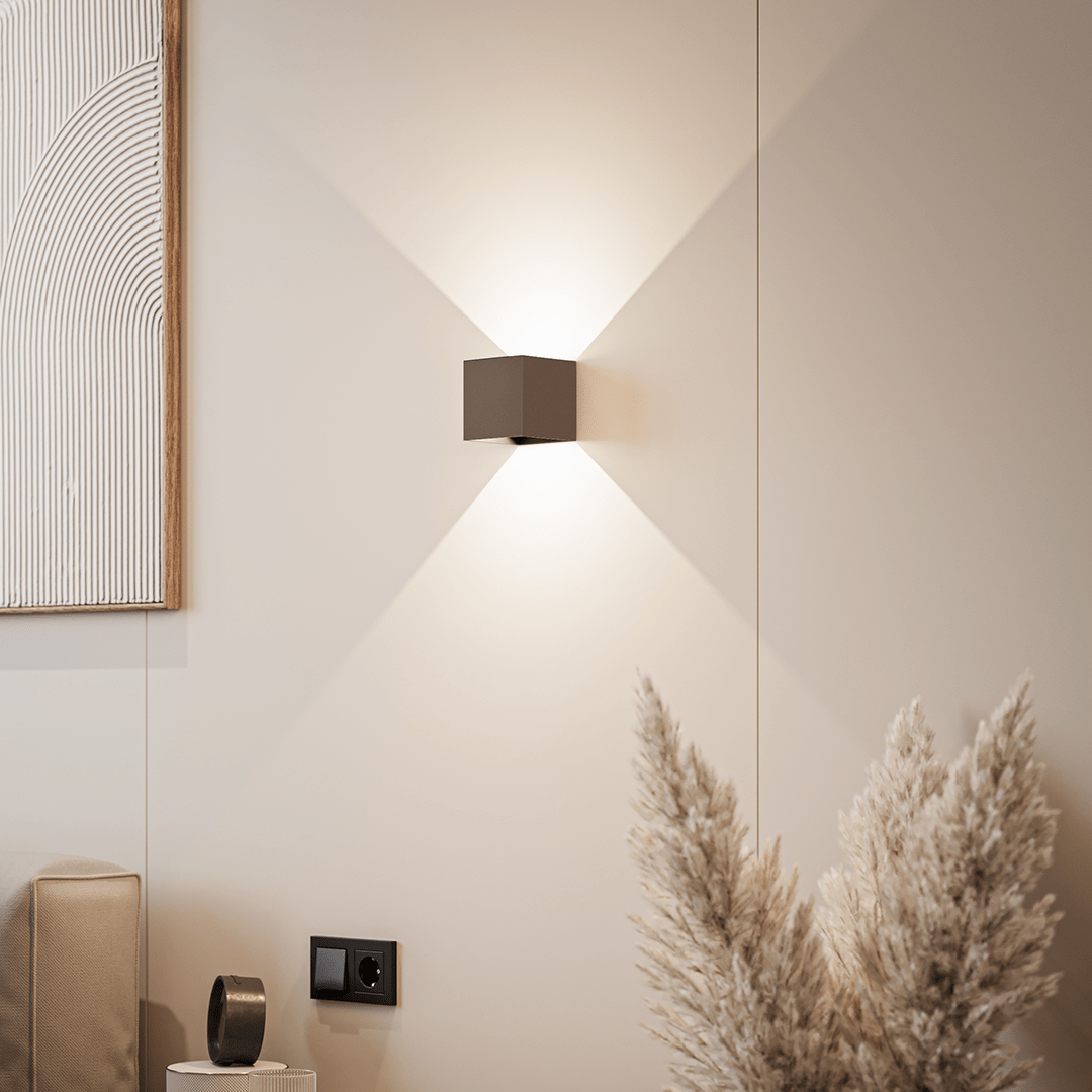 Modern Up & Down LED Wall Light – Minimalist Square Indoor Sconce in Black Finish