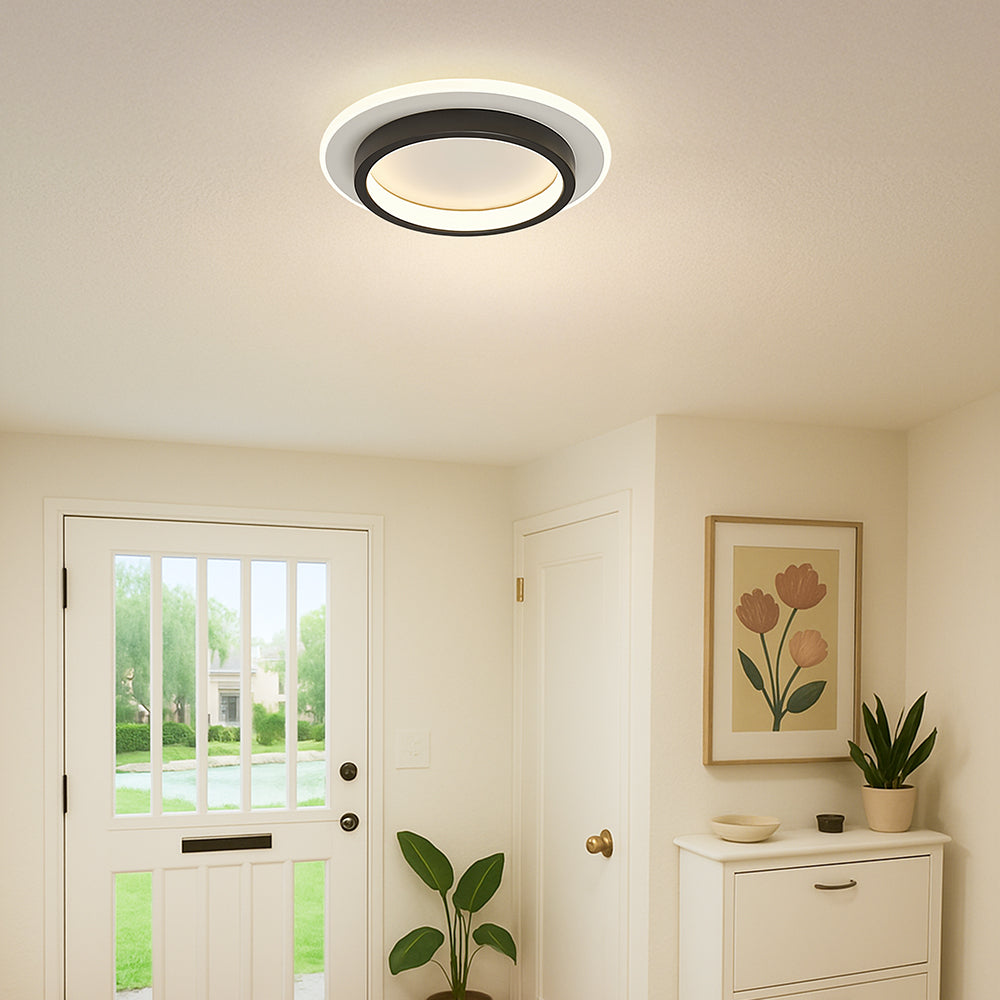 Modern Round LED Flush Ceiling Light – Halo Ring Low Profile Fixture