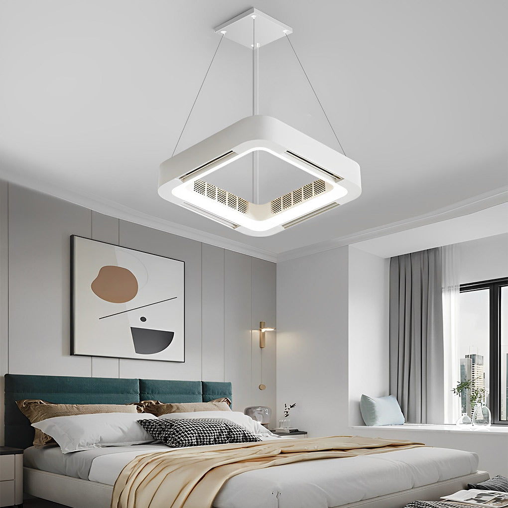 Low Profile Bladeless Ceiling Fan with LED Light – Flush or Pendant Mount