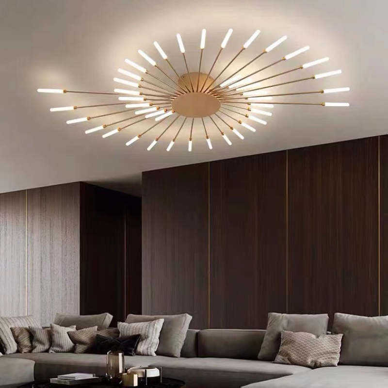 Modern Sputnik Semi-Flush Chandelier – Multi Arm Ceiling Light