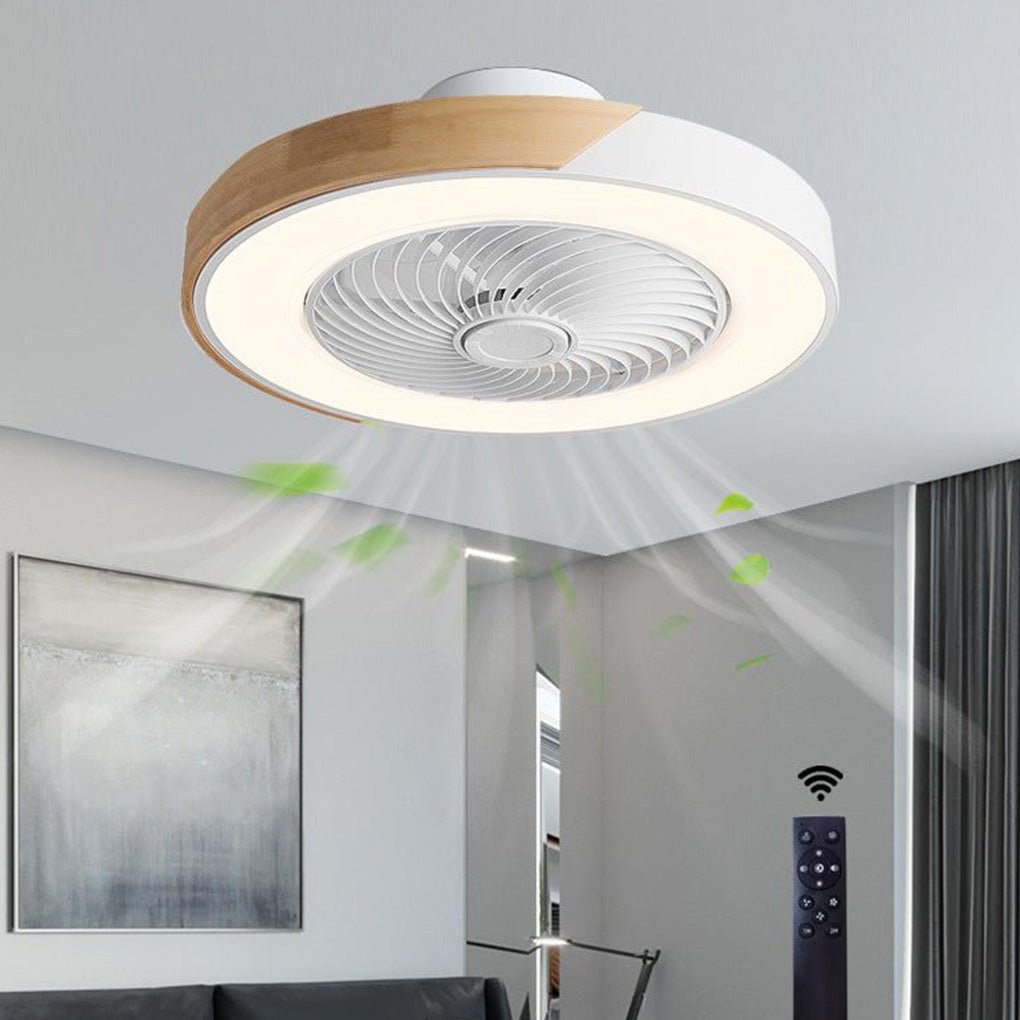 Bladeless LED Flush Ceiling Fan Light with Remote Control - Modern Design for Home Use