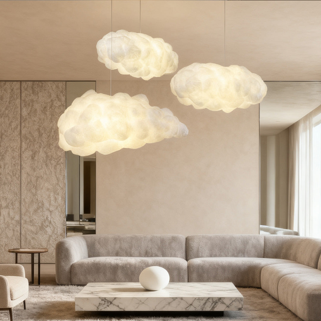 Cloud Pendant Light – Sculptural Fabric Ceiling Lamp