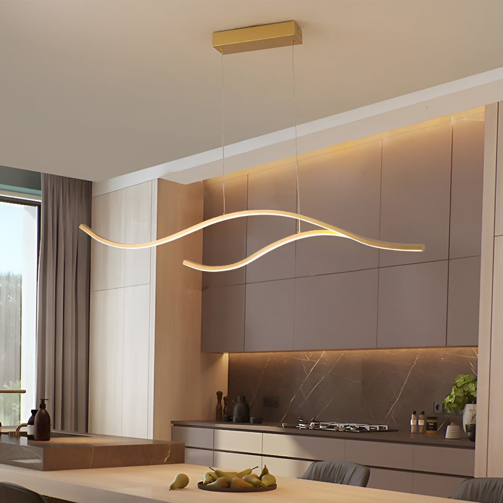 Curved LED Pendant Light Wavy LED Metal Ceiling Light