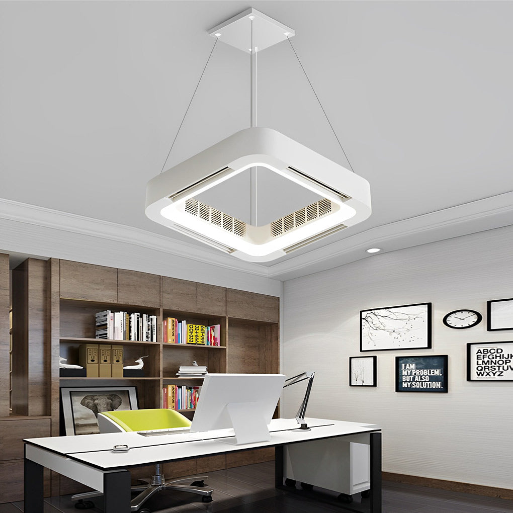 Low Profile Bladeless Ceiling Fan with LED Light – Flush or Pendant Mount