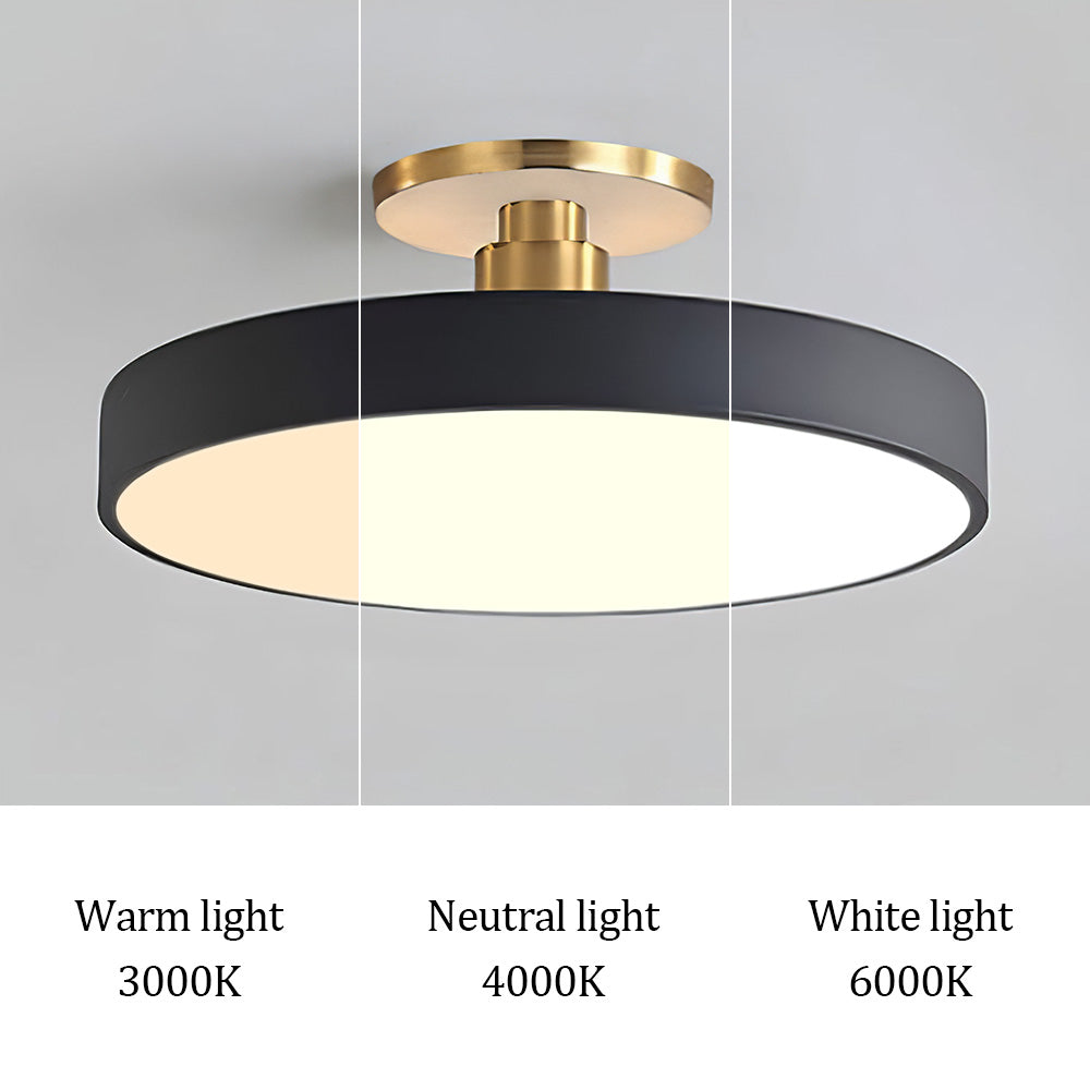 Modern Round LED Semi-Flush Ceiling Light – Minimalist Disc Fixture
