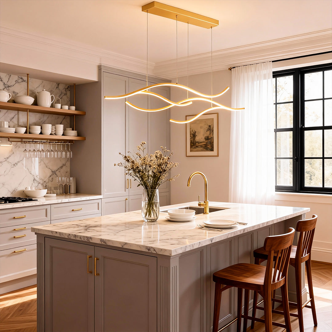 Curved LED Pendant Light Wavy LED Metal Ceiling Light