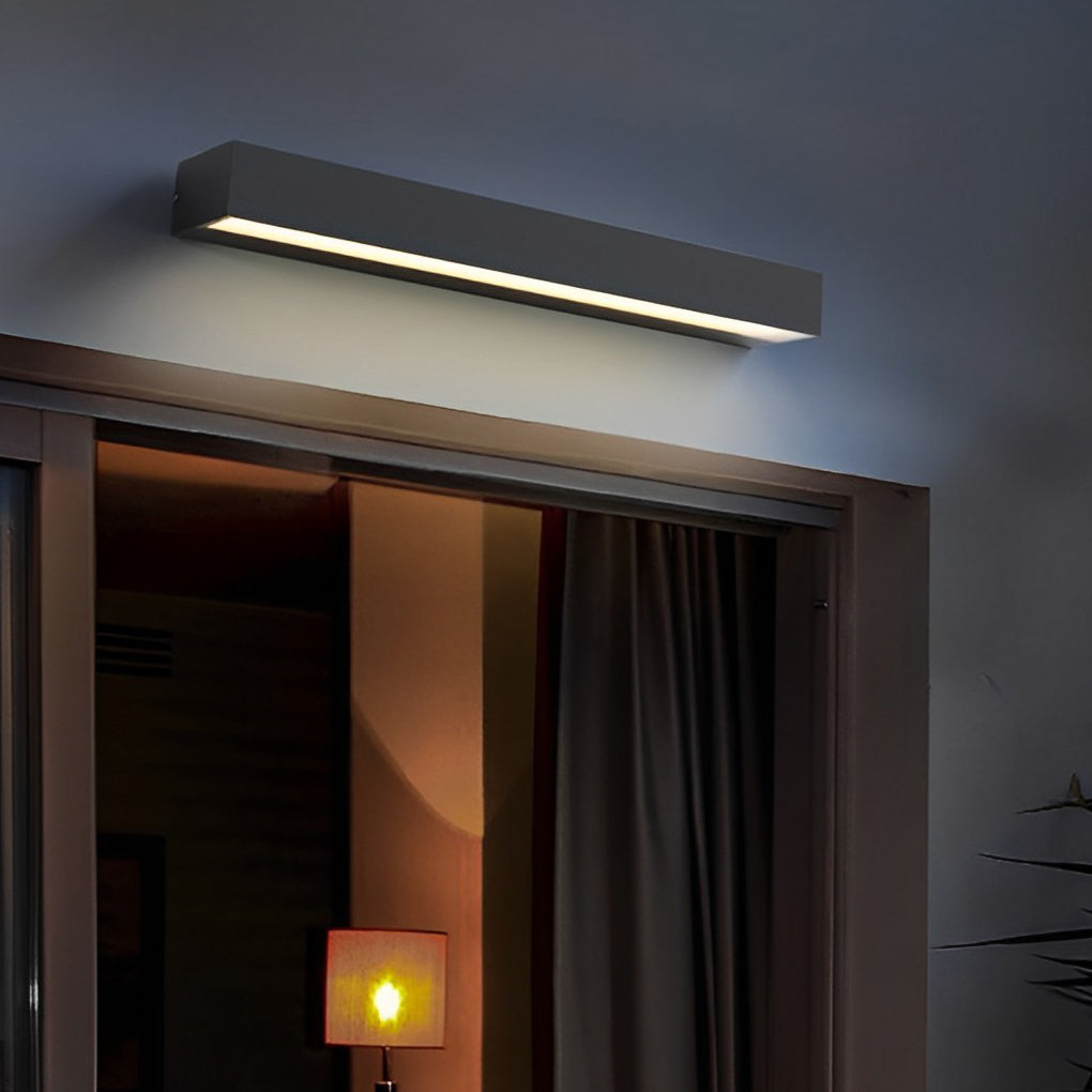 Modern Black Outdoor LED Wall Light – Slim Linear Downlight