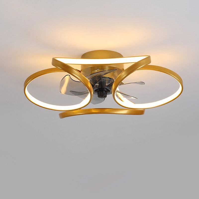 Modern Flush Mount Ceiling Fan with LED Light