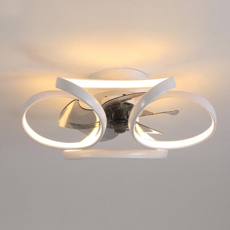 Modern Flush Mount Ceiling Fan with LED Light