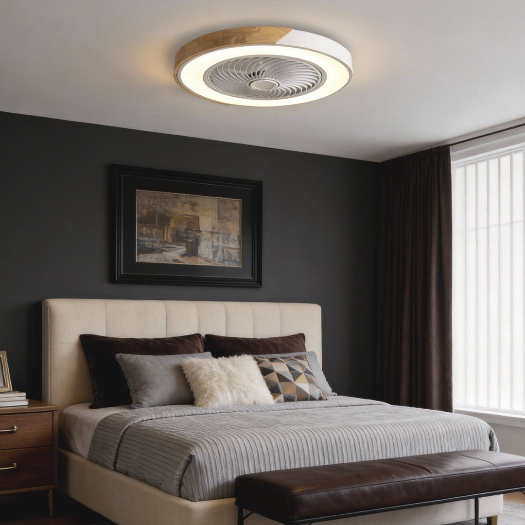 Bladeless Flush Mount Ceiling Fan with LED Light