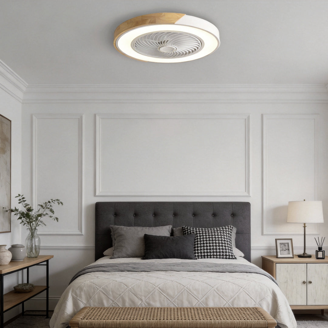 Bladeless Flush Mount Ceiling Fan with LED Light