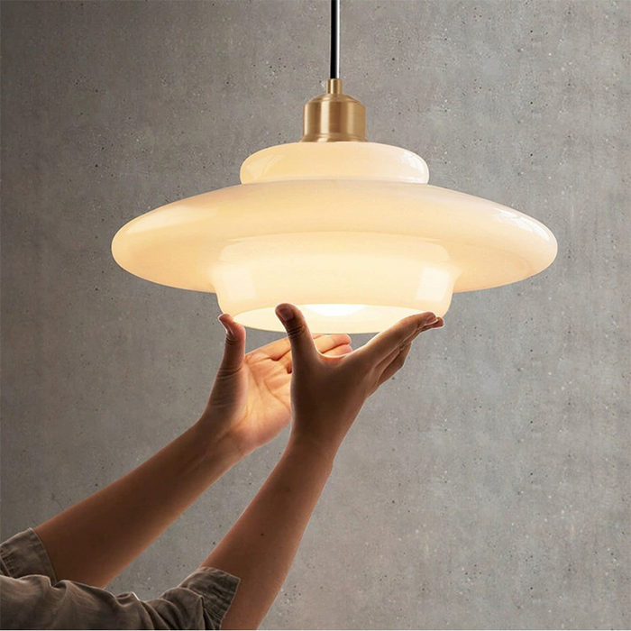 Milk Glass Tiered Pendant Light