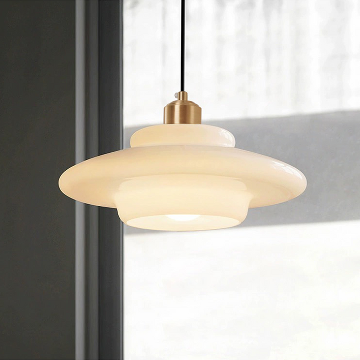 Milk Glass Tiered Pendant Light
