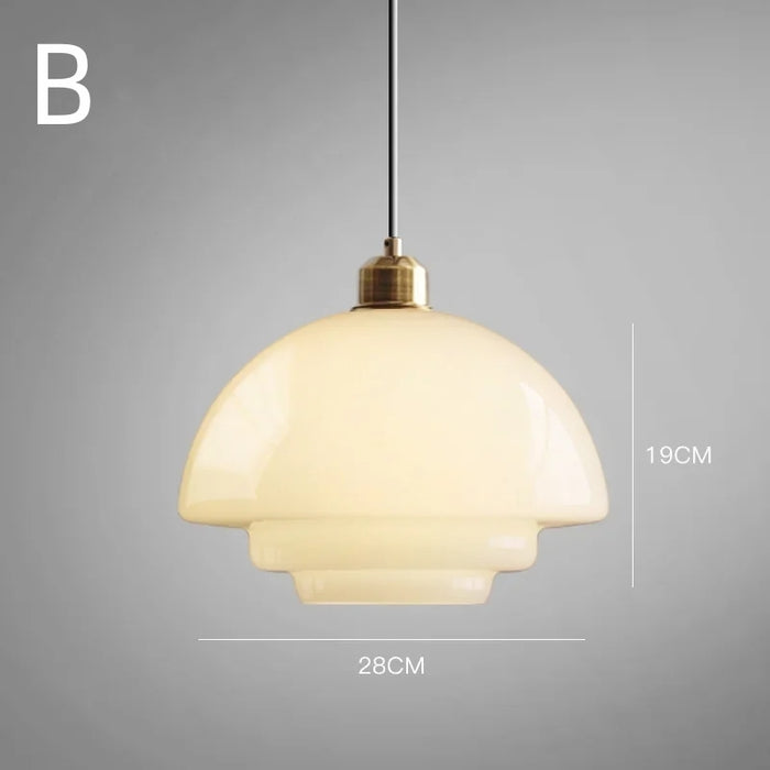 Milk Glass Tiered Pendant Light
