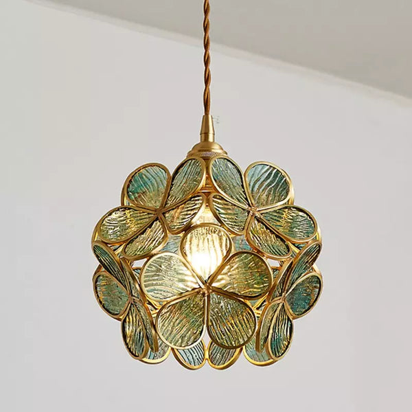 Floral Glass Pendant Light with Petal Shade Design