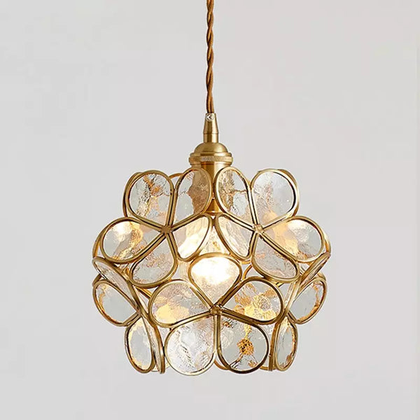 Floral Glass Pendant Light with Petal Shade Design