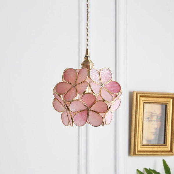 Floral Glass Pendant Light with Petal Shade Design