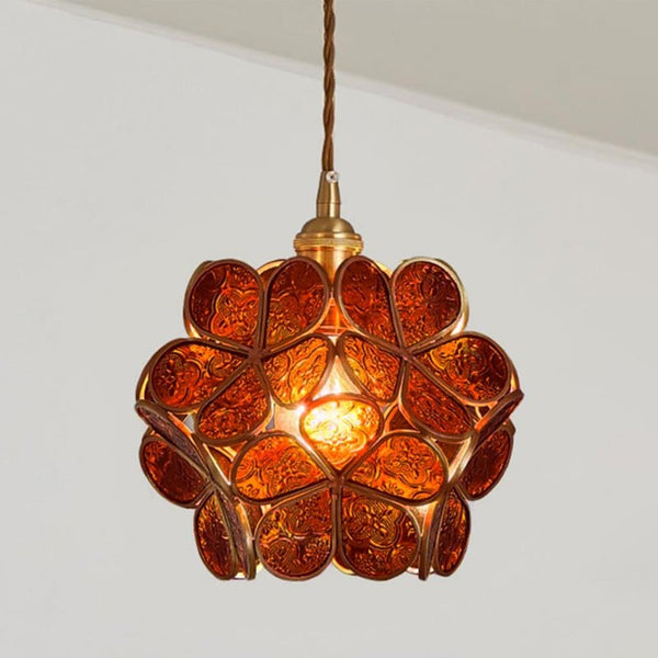 Floral Glass Pendant Light with Petal Shade Design
