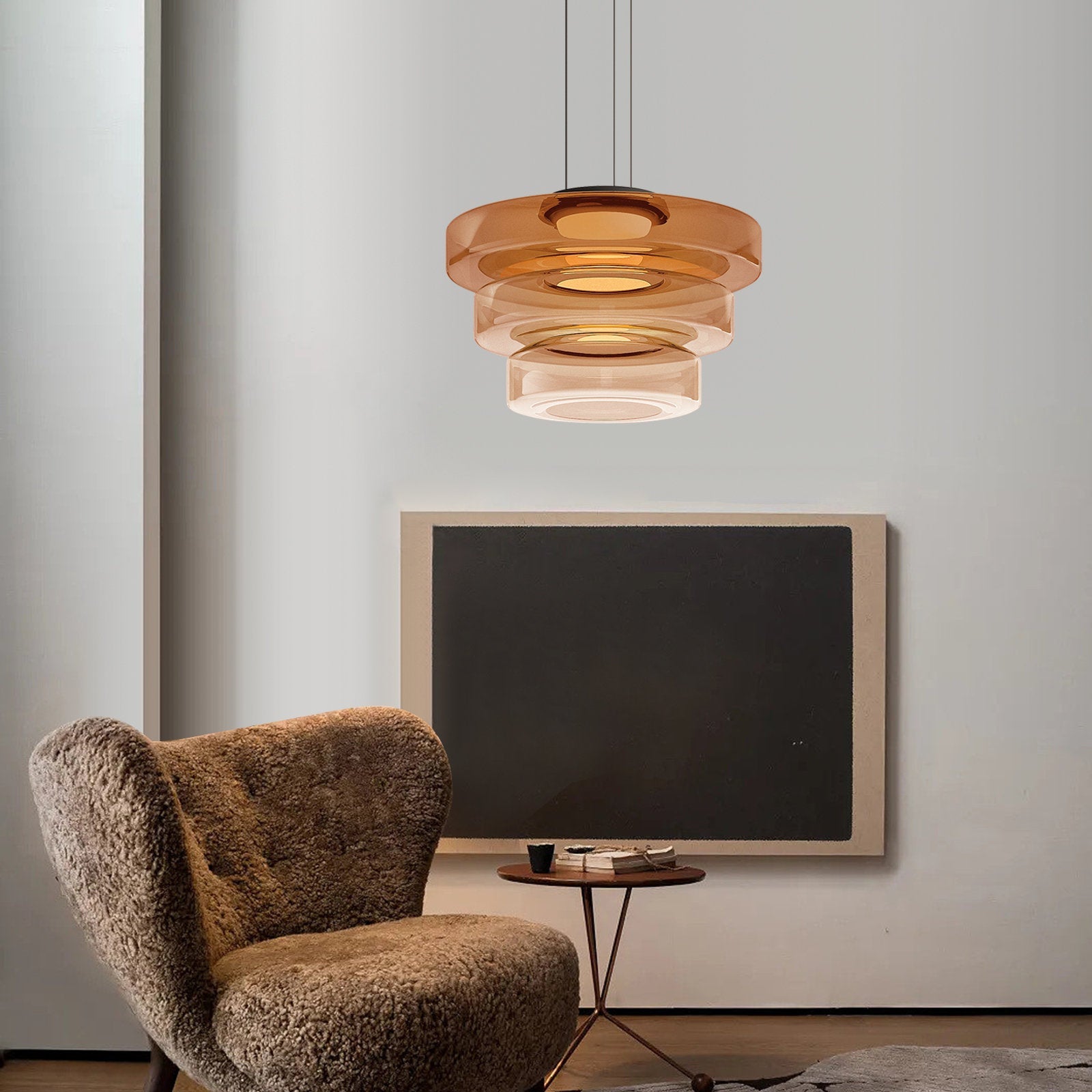 Bauhaus Tiered Glass Disc Pendant Light
