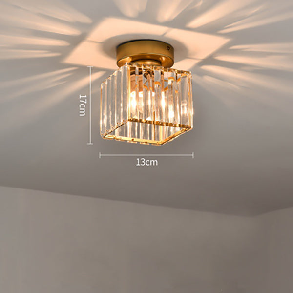 Modern Crystal Flush Mount Ceiling Light – Square Hallway Fixture