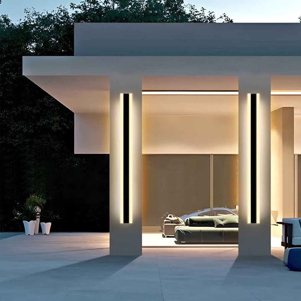 Minimalist Linear LED Outdoor Wall Light - Waterproof Wall Mount for Porch and Exterior Use