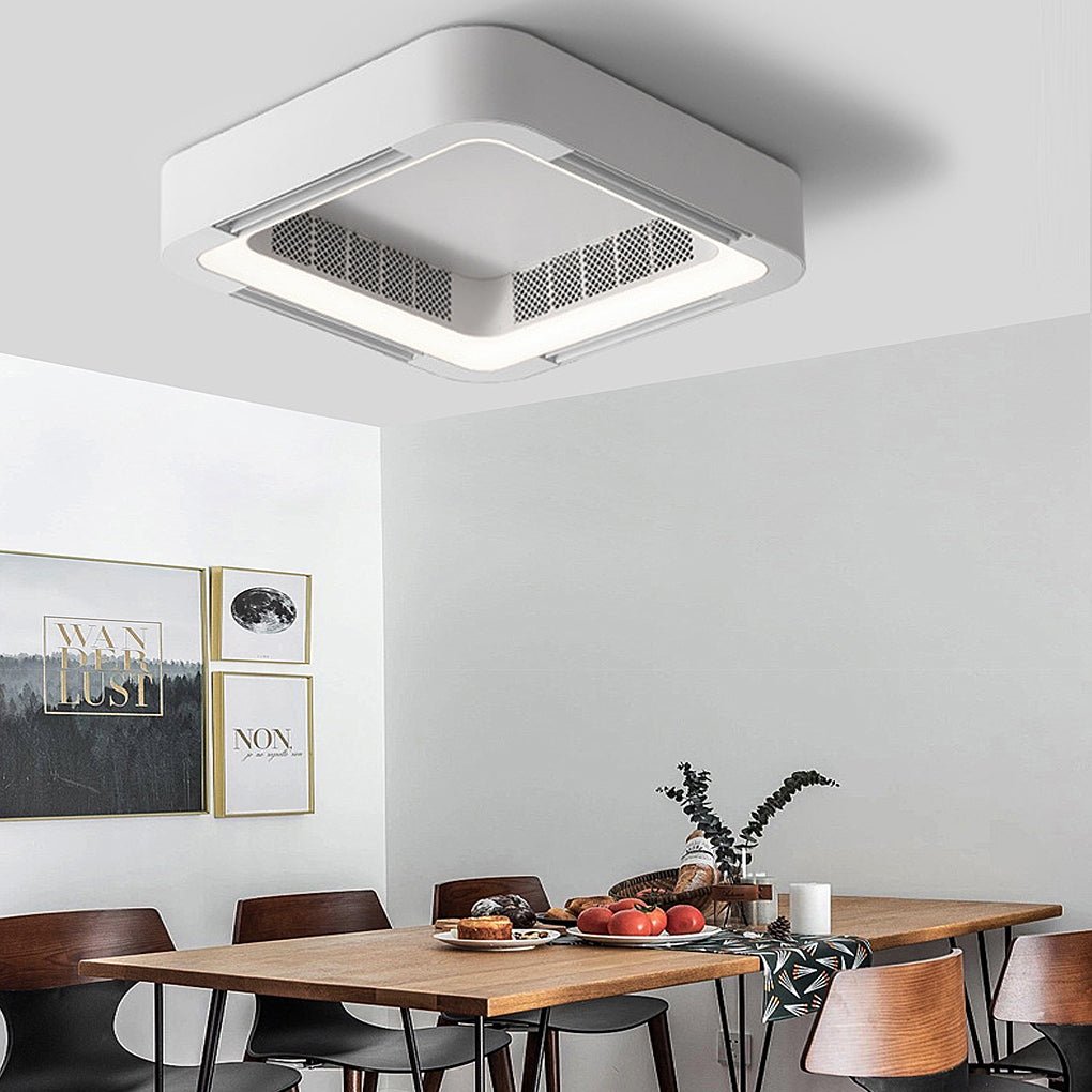 Bladeless Ceiling Fan with Integrated LED Light - Low Profile Design for Modern Spaces