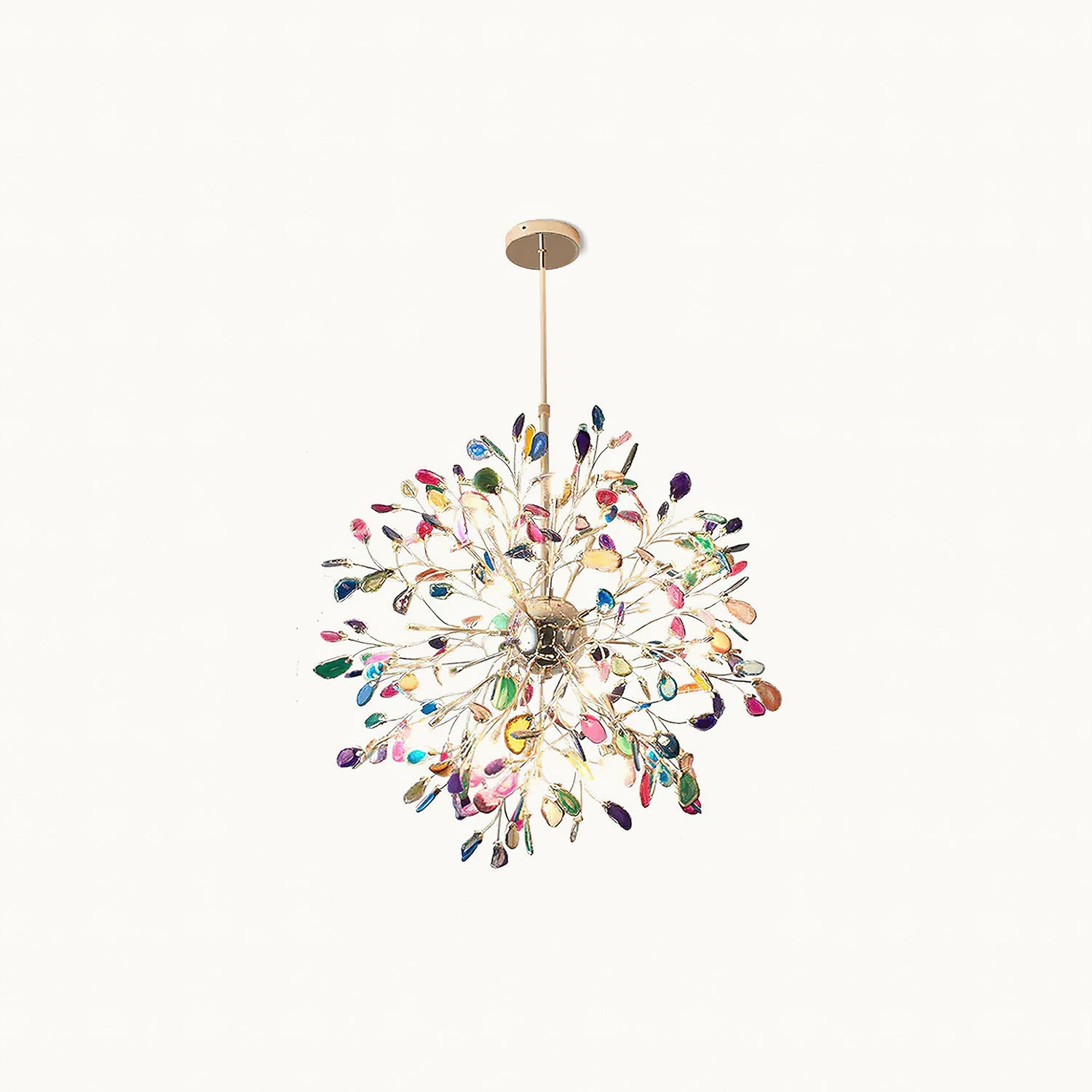 Multicolor Crystal Branch Chandelier in Gold Finish