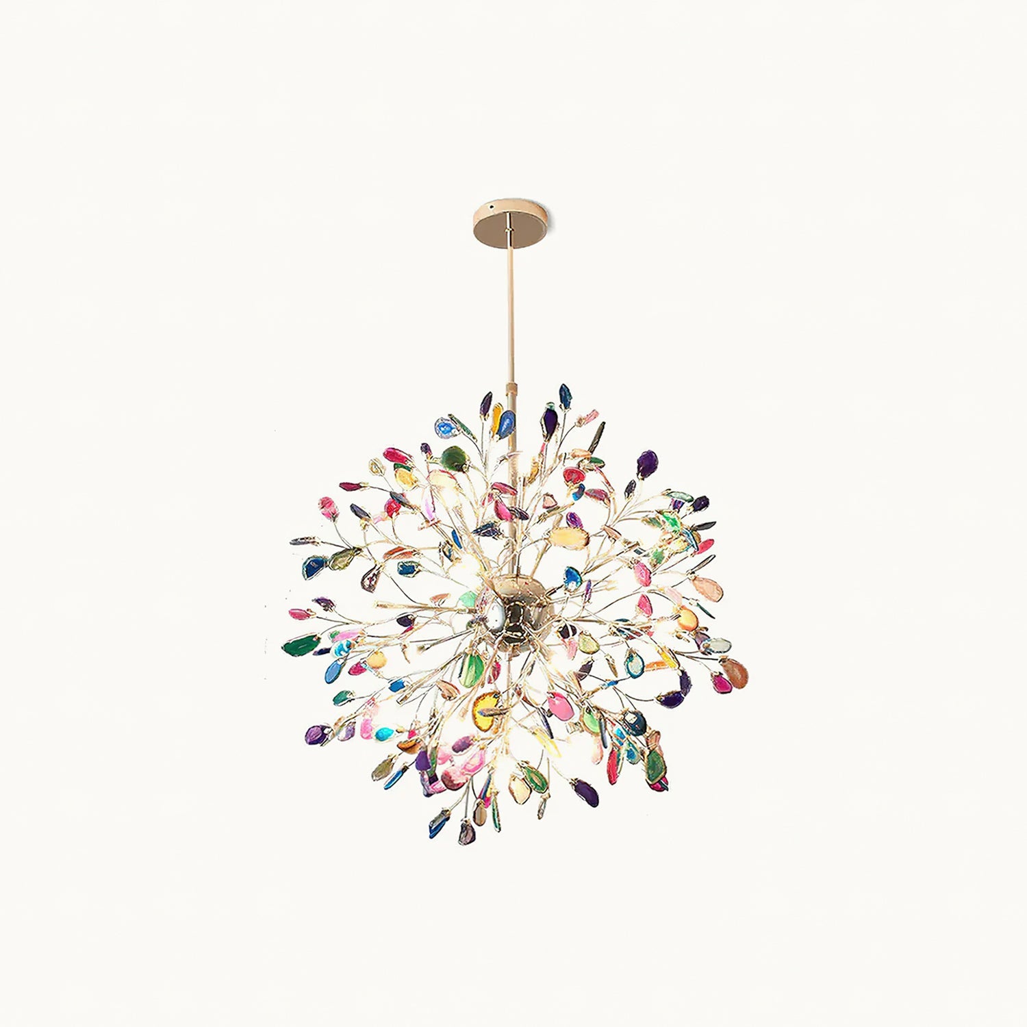 Multicolor Crystal Branch Chandelier in Gold Finish