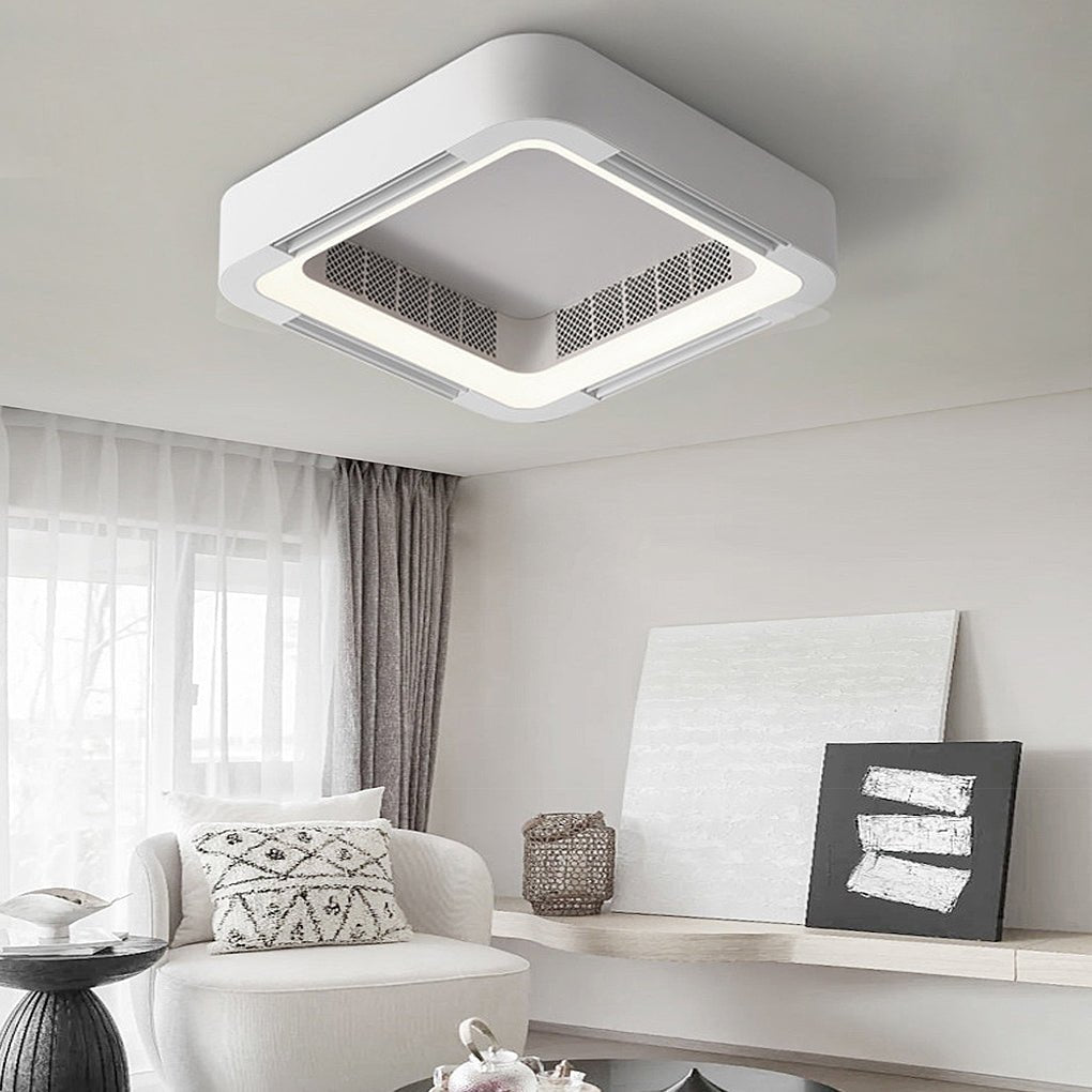 Bladeless Ceiling Fan with Integrated LED Light - Low Profile Design for Modern Spaces