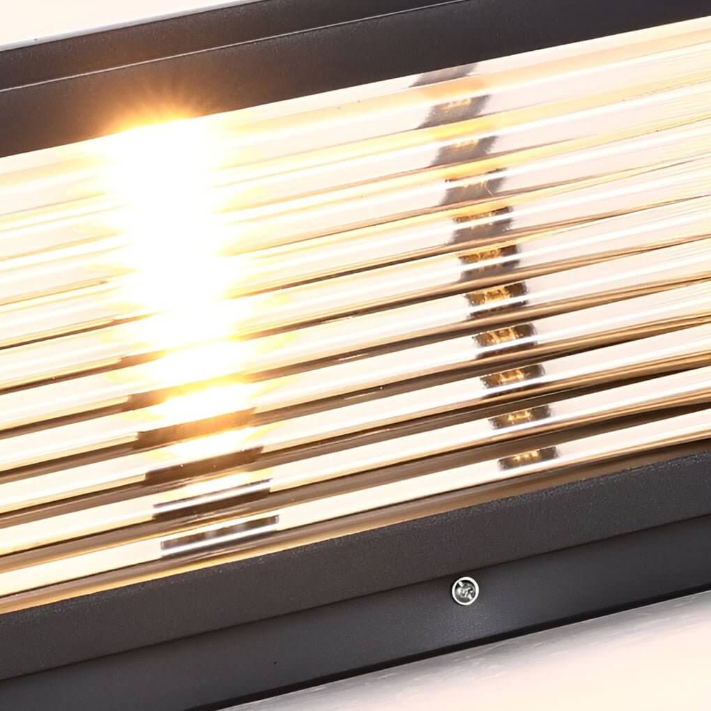 Square Outdoor Bollard Light with Ribbed Glass (Solar or Hardwired)