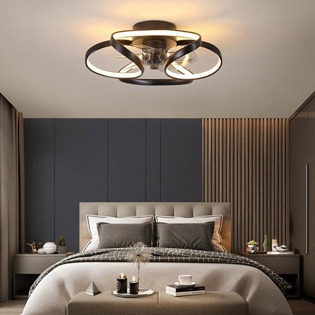 Modern Flush Mount Ceiling Fan with LED Light