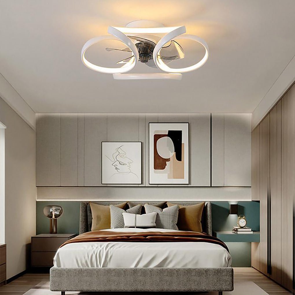 Modern Flush Mount Ceiling Fan with LED Light